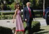 Мелания и Дональд Трамп на пасхальной службе в Палм-Бич